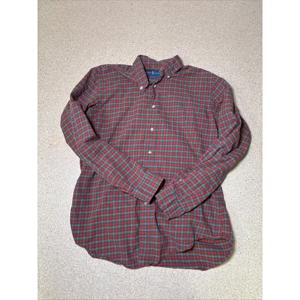 Ralph Lauren Classic Fit Men’s Button Down Shirt Size Medium Green Orange